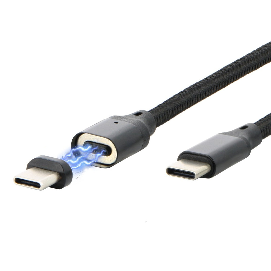 Mobilis USB-C auf USB-C Kabel – USB 2.0 (480 Mbit/s) – 2 m – PD 60 W – Geflochten, magnetisch – Schwarz/Grau
