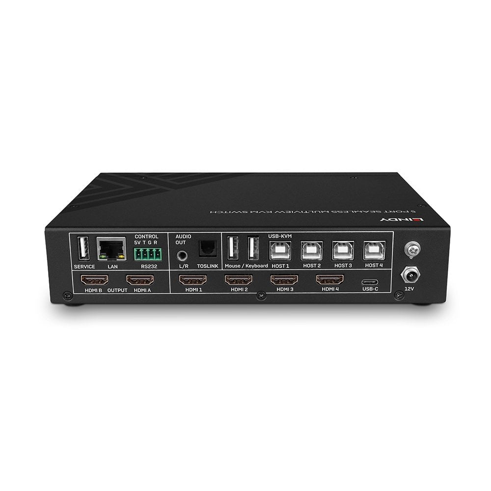 Lindy 32330 – KVM-Switch 5-Port, HDMI/USB, 4K (4096 × 2160), Seamless Multiview
