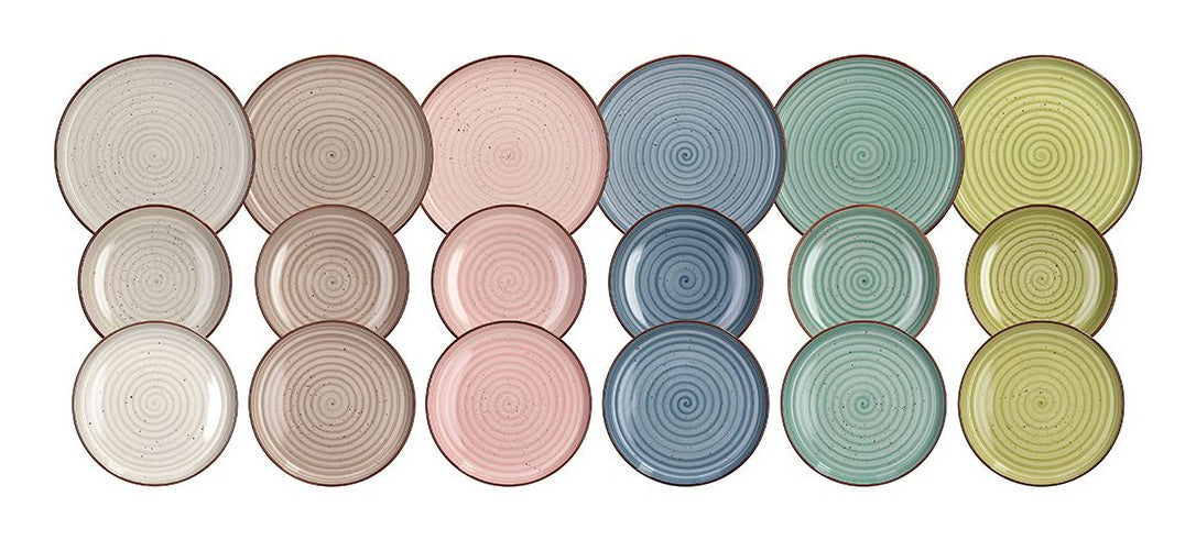 Tognana Porcellane Tognana Geschirrset Urban Pastel – 18-teiliges Set, Ø 27/20,5/18,5 cm, Steingut, spülmaschinenfest