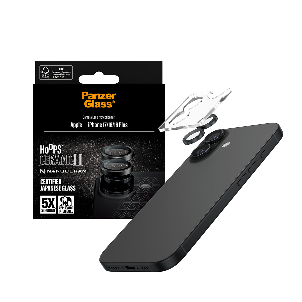 PanzerGlass Halterung – für Apple iPhone 17, 42,46 × 2,1 × 2,1 mm, Hartglas, schwarz