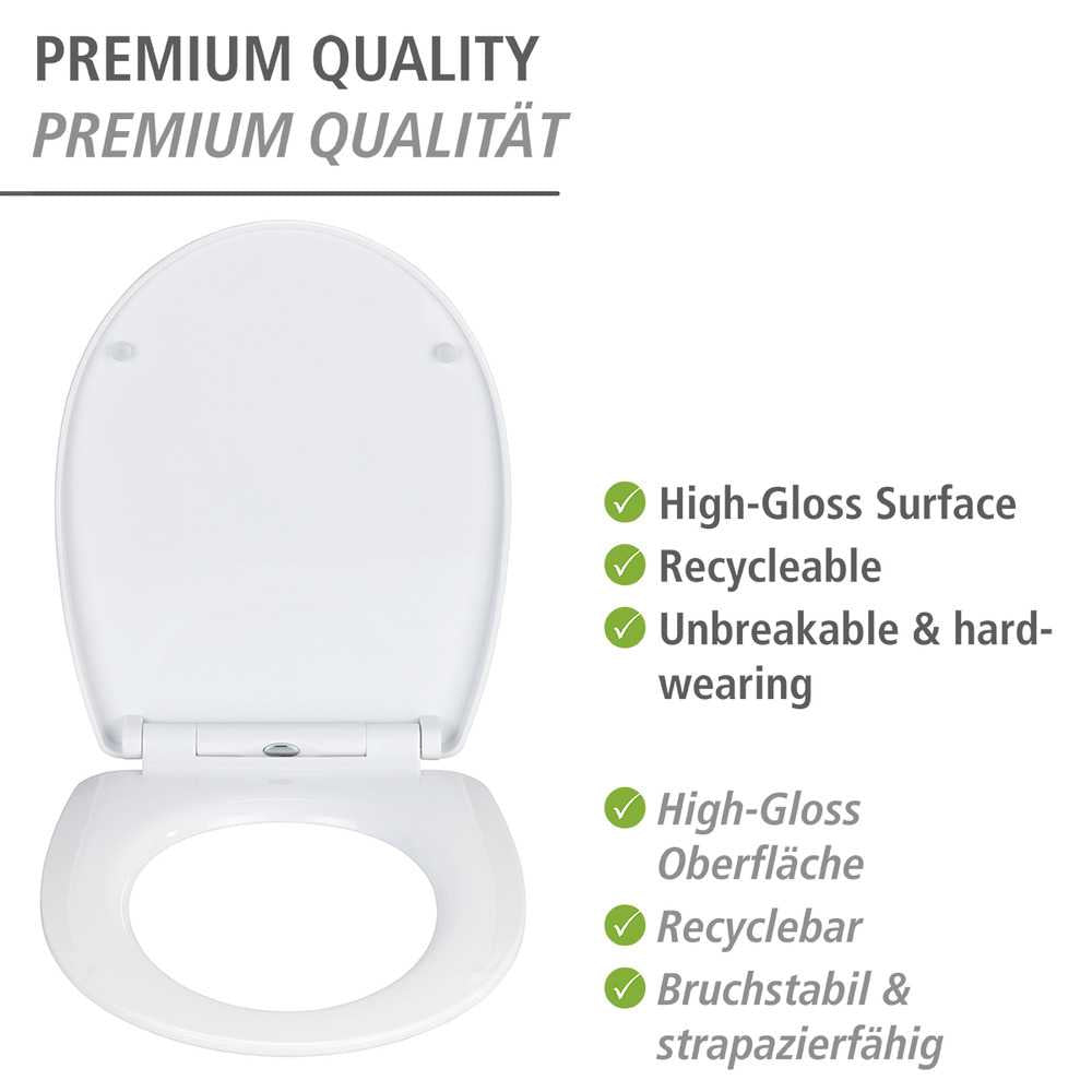 Wenko – WC-Sitz – Thermoplast, Mehrfarbig, Verlängert, Soft-Close, 36,5 × 45 cm