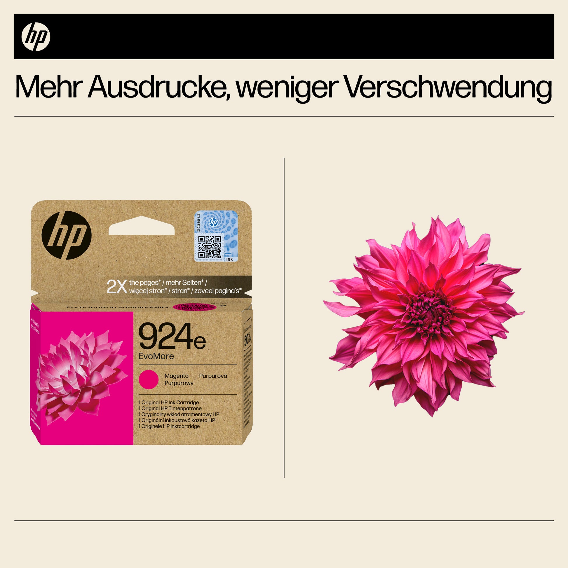 HP 924eXL Magenta Tintenpatrone (Original) – 800 Seiten – für HP OfficeJet Pro 8120/8130 – 4K0U8NE