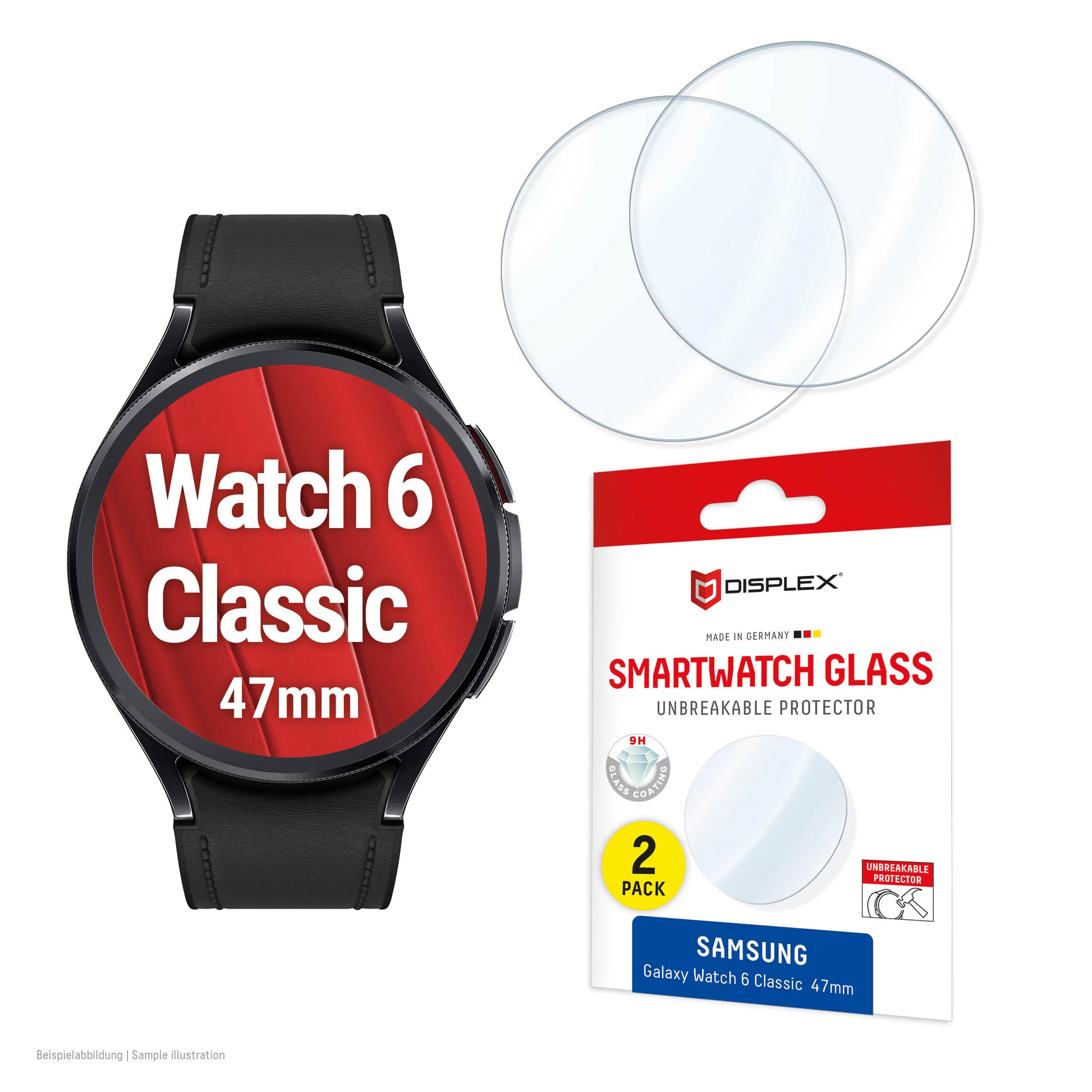 Displex Galaxy Watch 6 Classic 47 mm – Gehärtetes Glas, Transparent, für Samsung