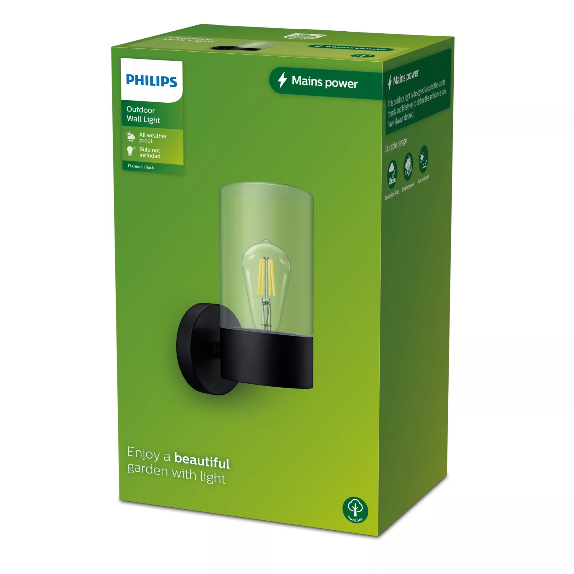 Philips by Signify Philips Aussenwandleuchte Flareon – 12×27 cm – 25 W – IP44 – Netzbetrieb – Schwarz, Aluminium
