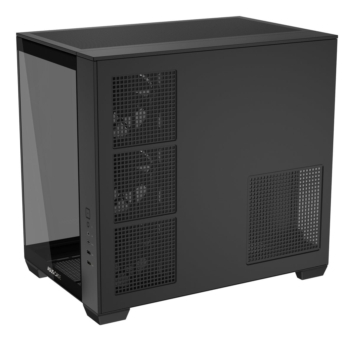 ASUS A32 PLUS TG – PC-Gehäuse (Mid-Tower) – für ATX/mATX/ITX, 2×3,5" + 3×2,5", 4×120 mm, ARGB, Schwarz