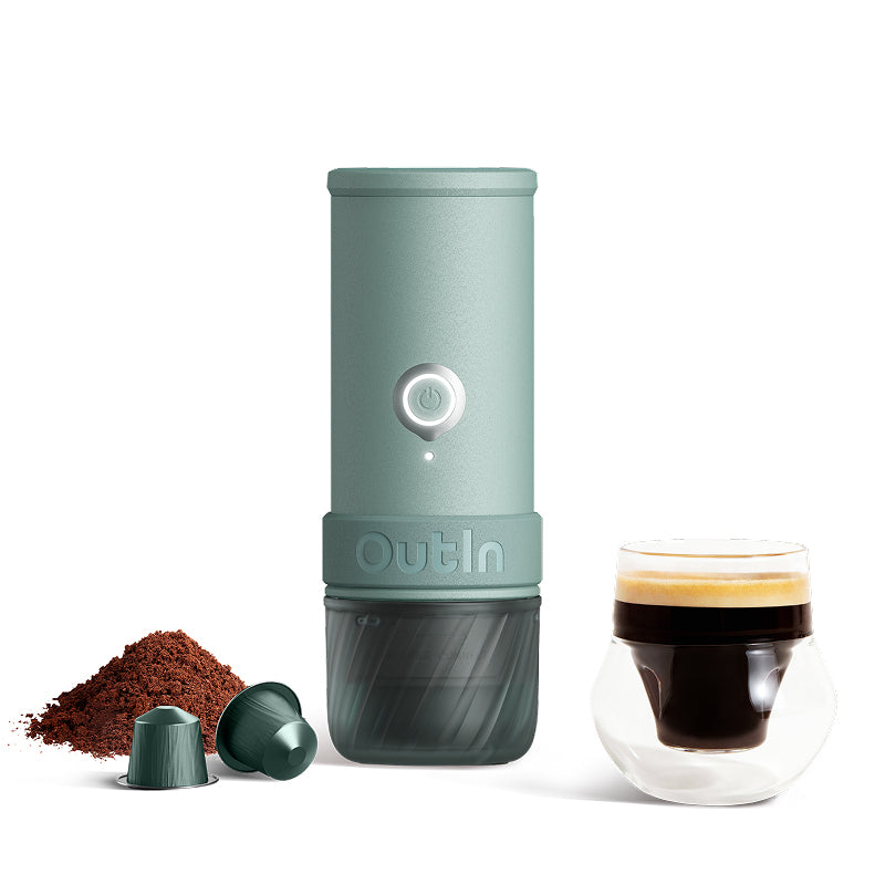 Outin Mino Kapselmaschine – 0,1 l, grün, 6,7 × 19,5 × 6,7 cm