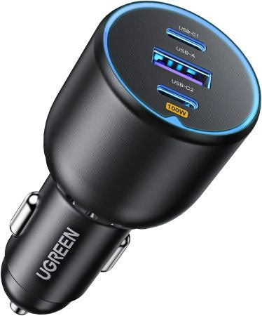 Ugreen 90413 Auto-Ladegerät 130 W – USB-C×2, USB-A×1 – QC 4 – für iPhone, Galaxy, usw.