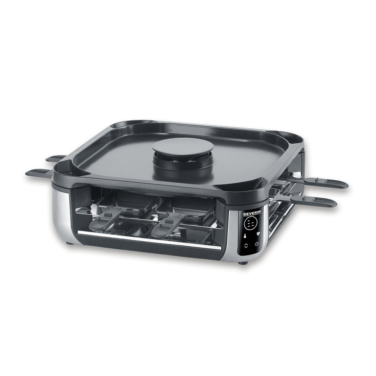 Severin Raclette-Grill RG 2379 – 8 Personen, Keramikbeschichtet, 1900 W – Schwarz/Silber