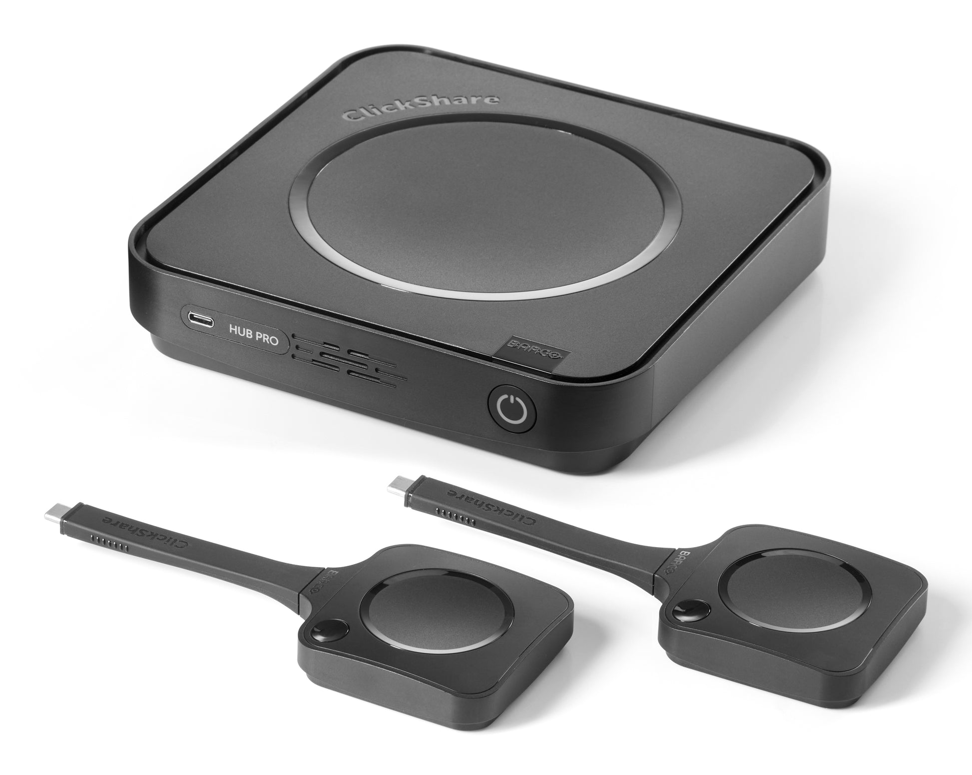 Barco ClickShare Hub Pro Video – Drahtloses Präsentationssystem – 5K, 2× Button, HDMI, Schwarz