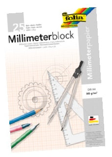 Folia Millimeterpapier – A4, braunes Netz, 80 g/m², 25 Blatt