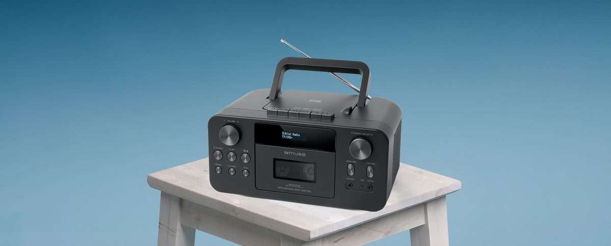 Muse M-182 DB – Tragbares DAB+ Radio, CD, Kassettendeck, UKW, Bluetooth – Schwarz