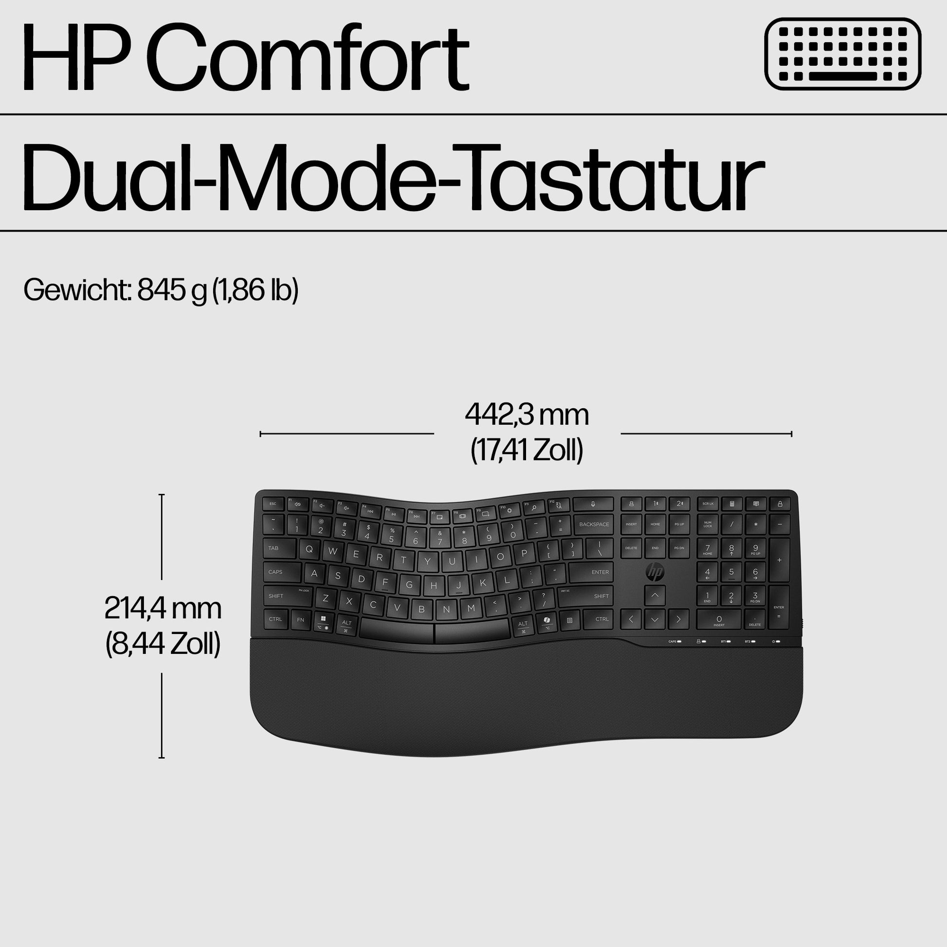 HP 680 Comfort – Tastatur- und Maus-Set – Bluetooth & 2,4 GHz (USB-A Empfänger) – mit Handballenauflage – Schwarz