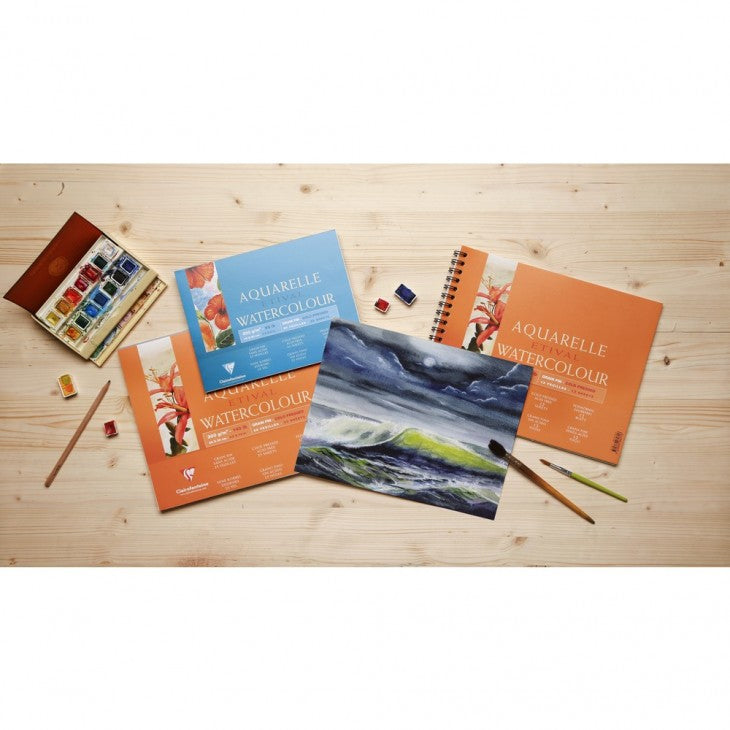 Clairefontaine ETIVAL Aquarellblock – 18 × 24 cm – 300 g/m² – geleimt – 25 Blatt, feinkörnig, für Aquarell