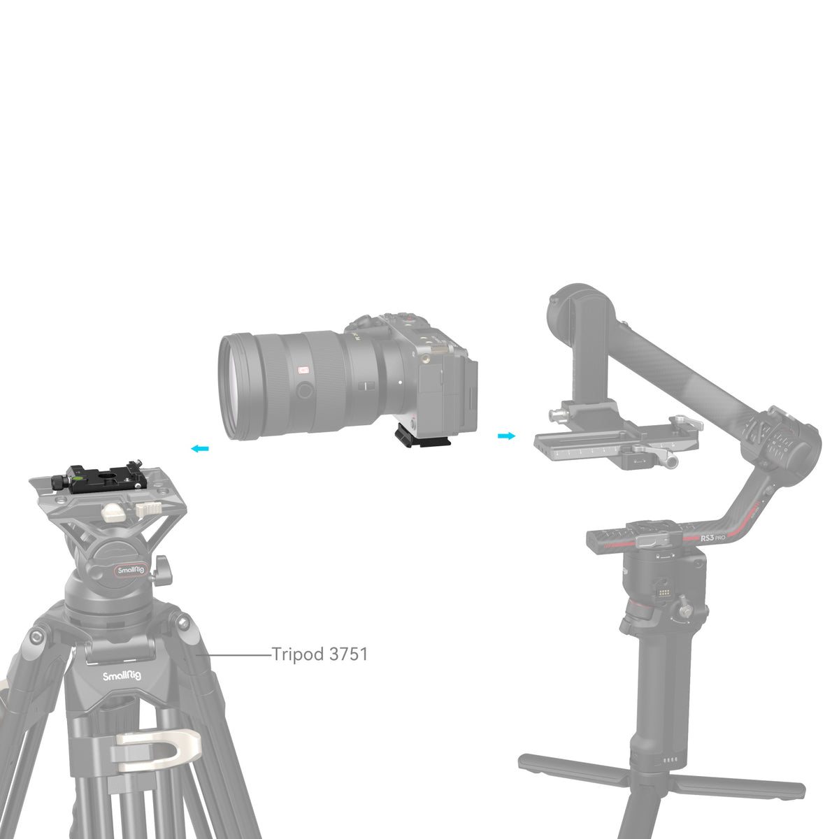 SmallRig Montageplatte – 80 × 79,4 × 32 mm – 1/4"-20/3/8"-16 – für Universal