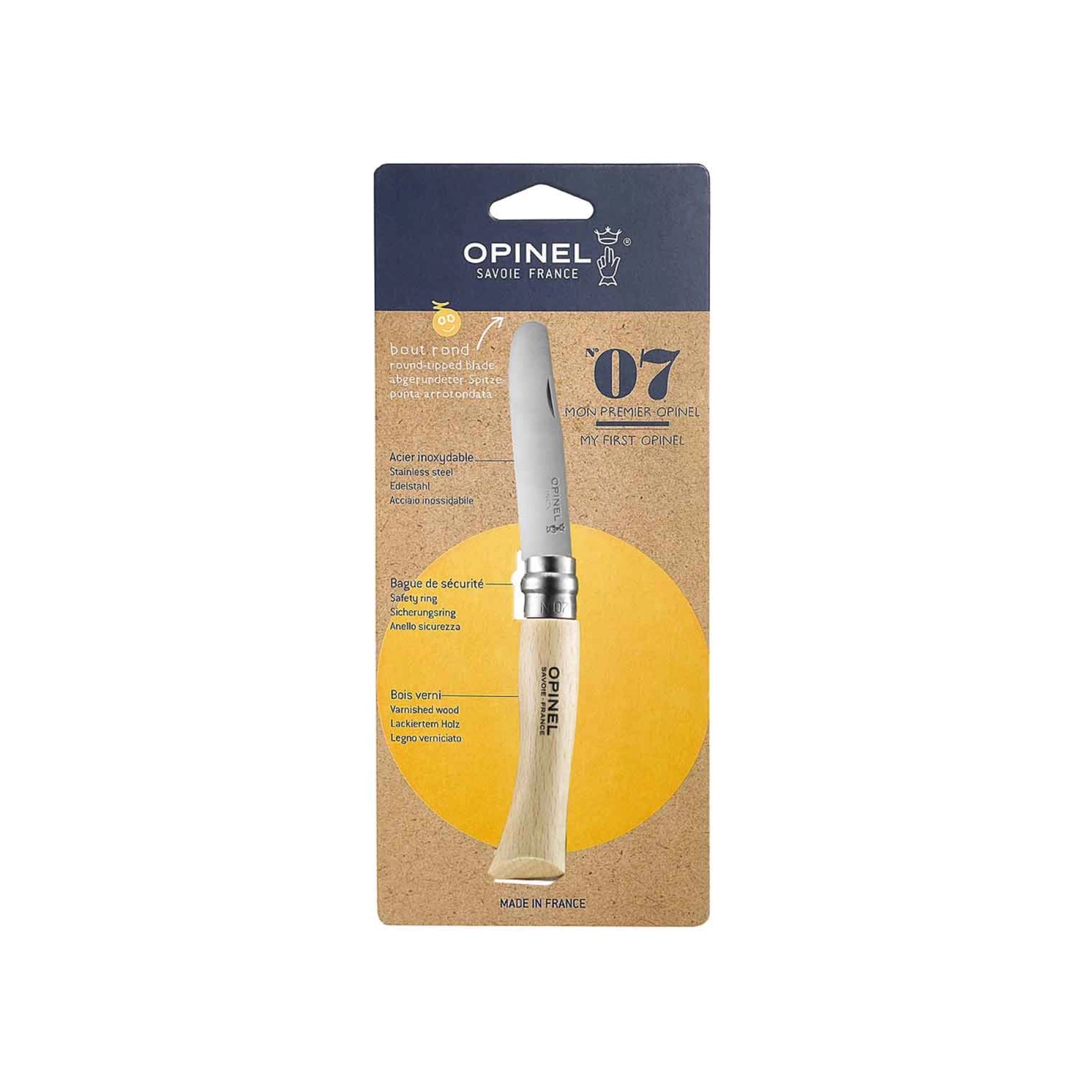 Opinel N°07 Mein Erstes – Klappmesser 80 mm, Holzgriff, Virobloc