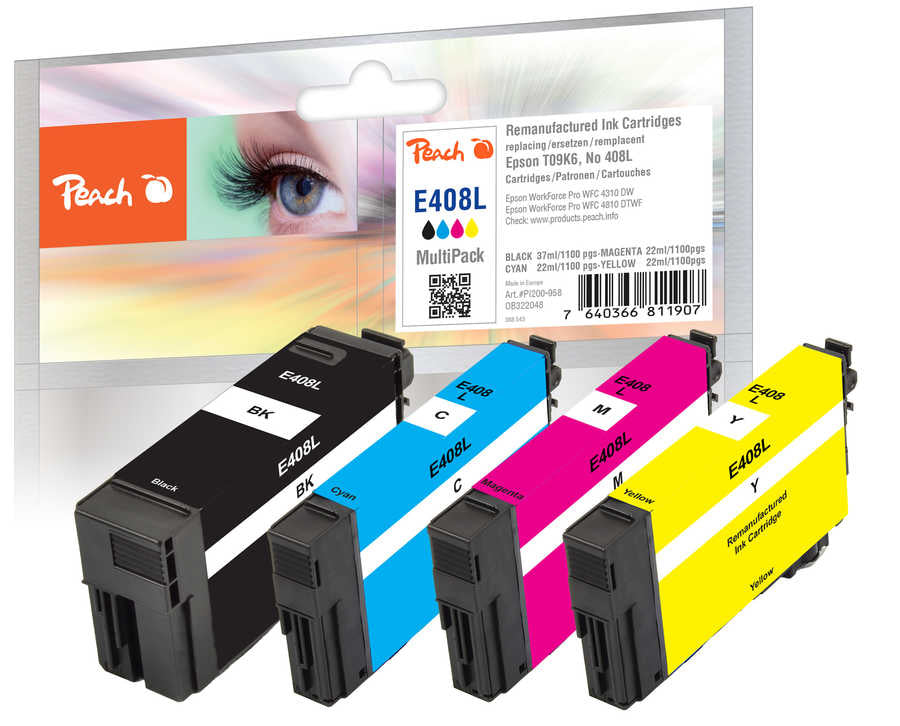 Peach Tintenpatronen-Multipack 408L, kompatibel – für Epson WorkForce Pro WF-C4310, WF-C4810