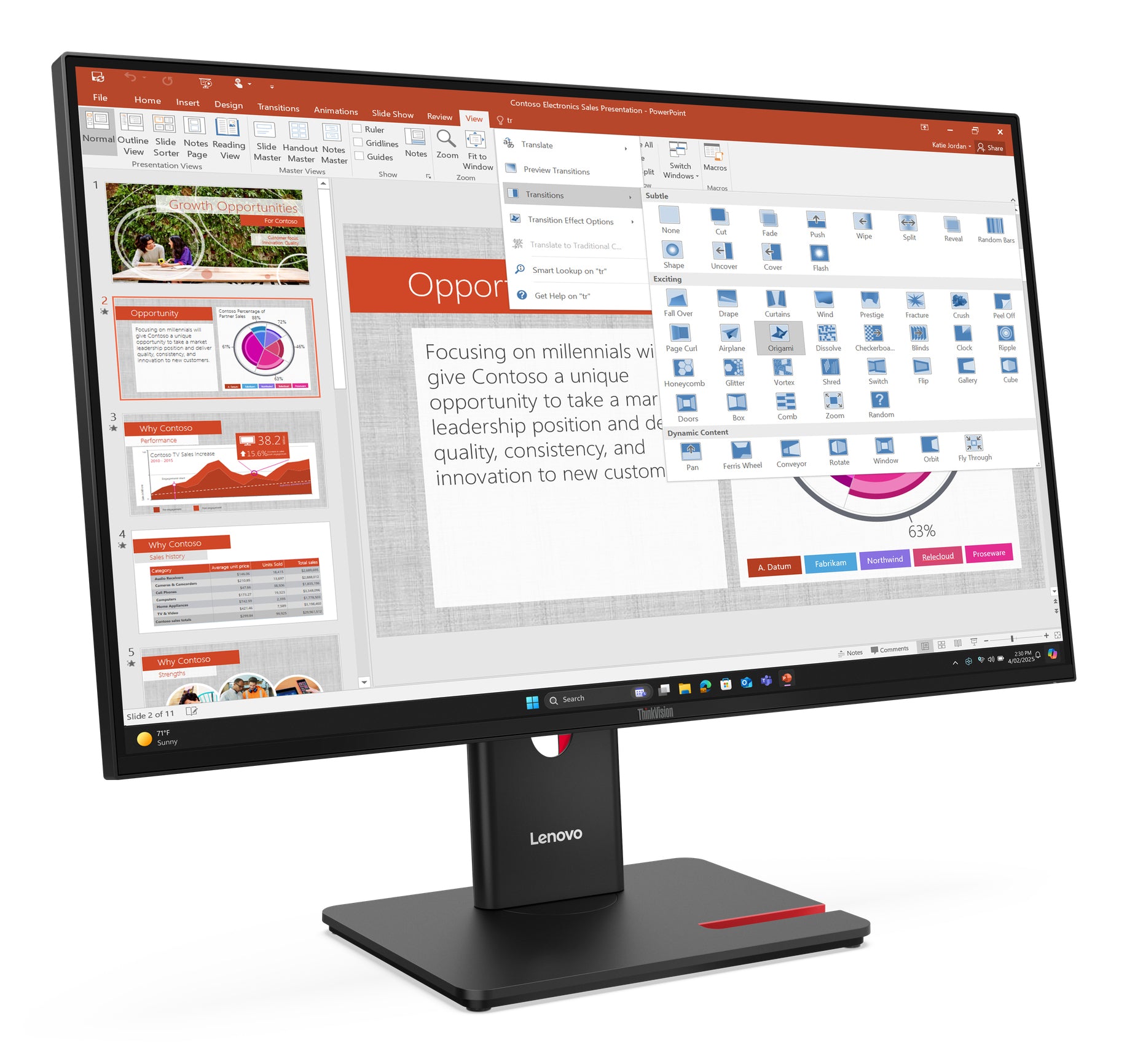 Lenovo ThinkVision T27-40 – Monitor, 27", 1920 × 1080 (Full HD), IPS
