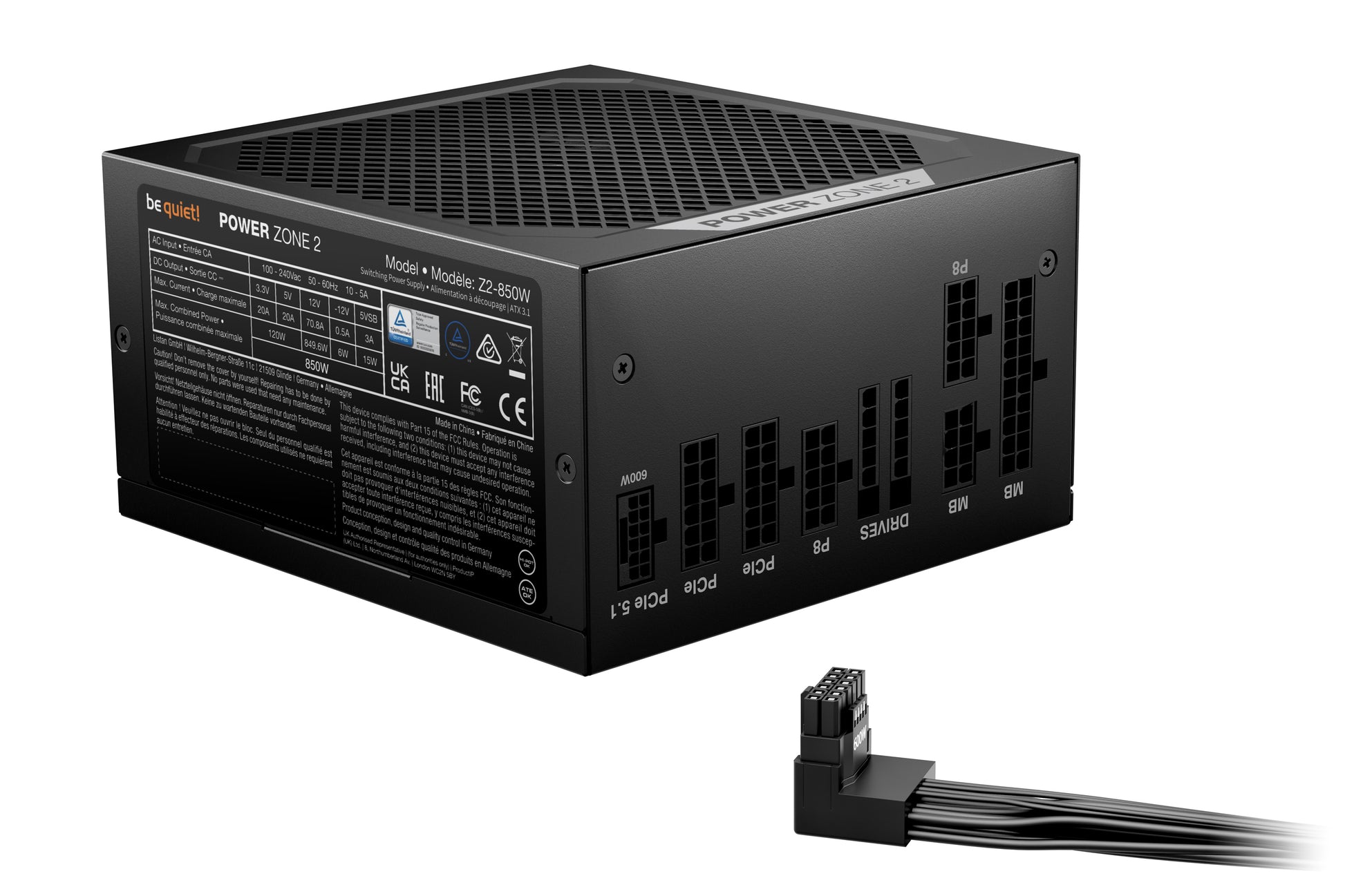 be quiet! be quiet POWER ZONE 2 ATX-Netzteil 850 W 80 PLUS Platinum – vollmodular, ATX 3.1, EPS 2.92, 12VHPWR
