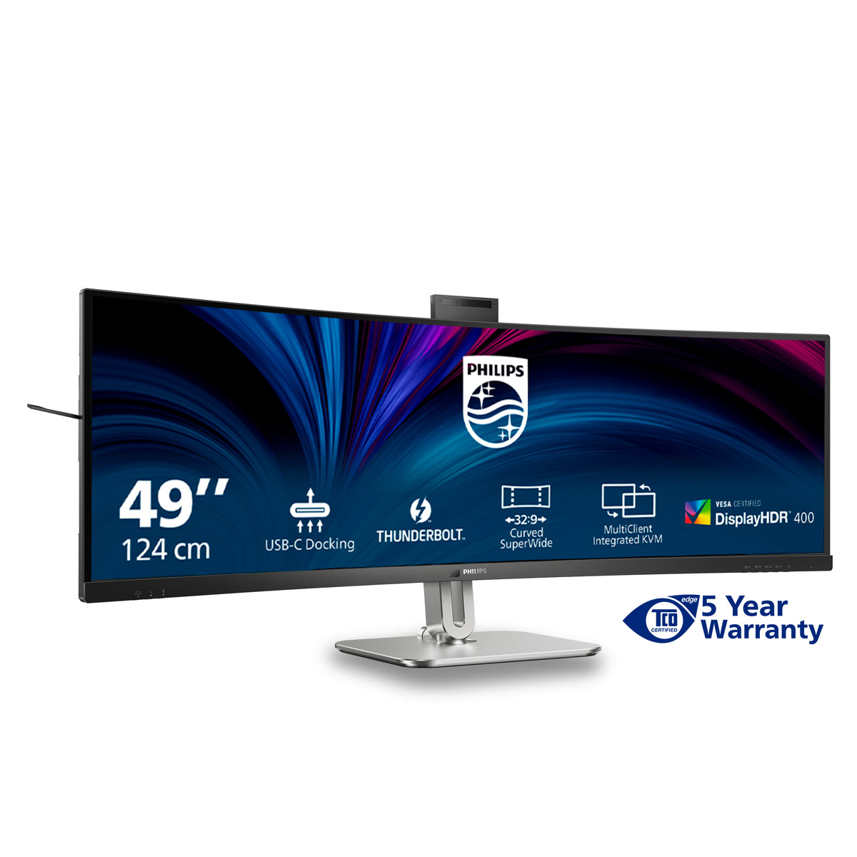 Philips 49B2U6903CH/00 – 49" Curved, 5120 × 1440 (DQHD), VA, 100 Hz, USB‑C 100 W, Thunderbolt 4, Webcam
