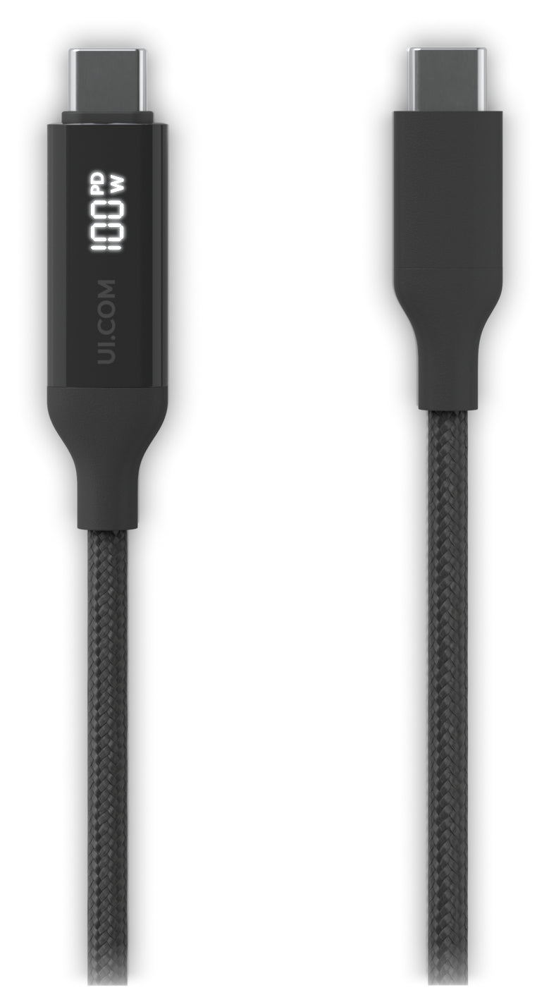 Ubiquiti USB-C auf USB-C Kabel – USB 2.0 (480 Mbit/s) – 0,3 m – PD 100 W – Geflochten, LED-Leistungsmesser