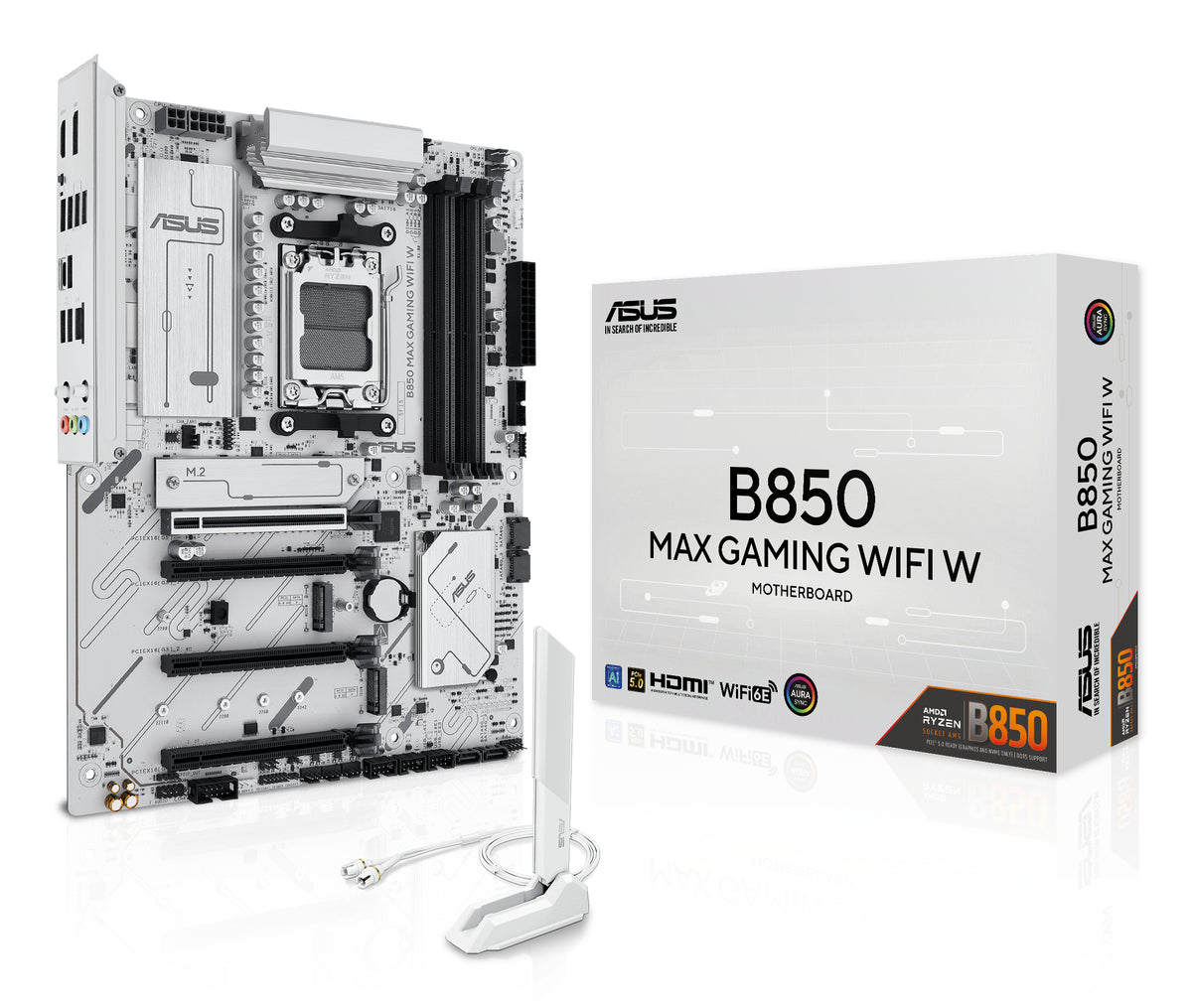 ASUS B850 MAX GAMING WIFI W – Mainboard – Sockel AM5, AMD B850, ATX, DDR5