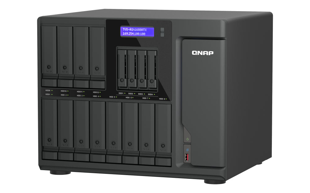 QNAP TVS-AIH1688ATX-U9-32G – 16-Bay Tower NAS – Intel Core Ultra9 285, 32 GB RAM, 10GbE, QuTS hero