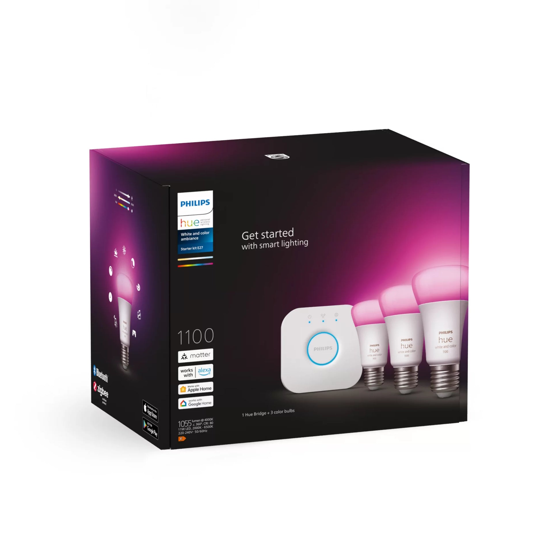 Philips by Signify Philips Hue Smart-Leuchtmittel E27 White & Color Ambiance – 1055 lm, 2200–6500 K/mehrfarbig, dimmbar – 3er-Pack