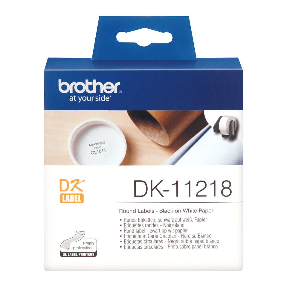 Brother Etiketten, Ø 24 mm, weiss, Papier, permanent, 1000 Etiketten