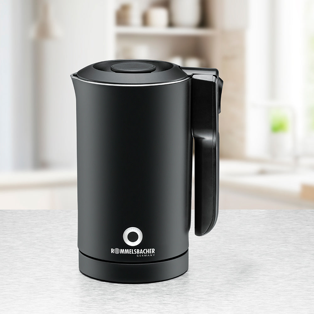 Rommelsbacher Wasserkocher WK1000 – 0,6 l, Glas, 1000 W, Schwarz, 360°-Sockel