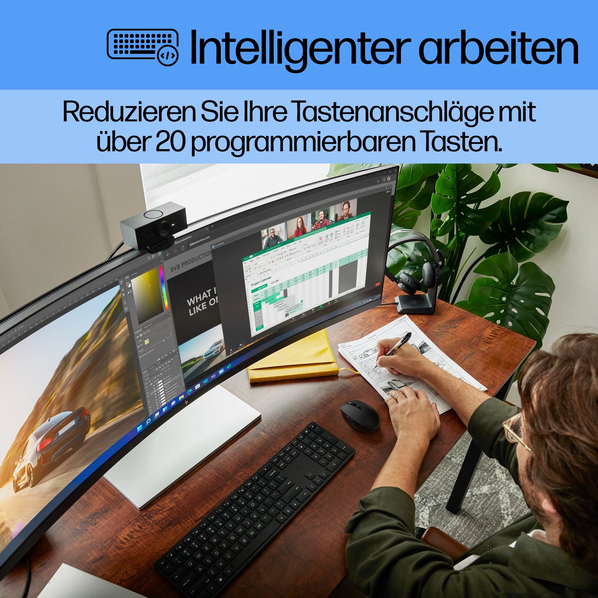 HP 650 – Tastatur, kabellos, US-Layout (EN), Schwarz