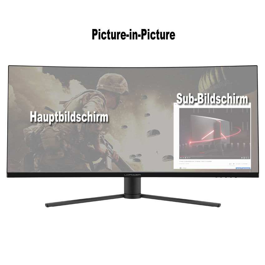 LC-Power LC-M34-UWQHD-165-C – Monitor, 34", 165 Hz, 350 cd/m², Gebogen, Höhenverstellbar, VESA 75 × 75, Schwarz