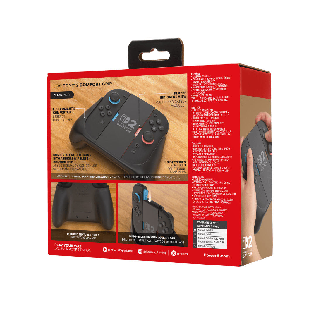PowerA NSAC0555 Joy-Con Comfort Grip – Aktionsgriff für Nintendo Switch 2, Schwarz