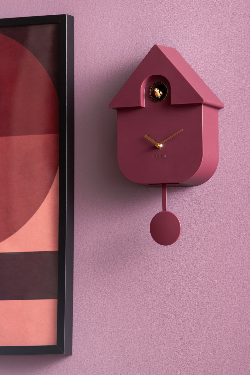 Karlsson Moderne Kuckucksuhr – 21,5 × 41 × 8,5 cm, rosa, Kunststoff