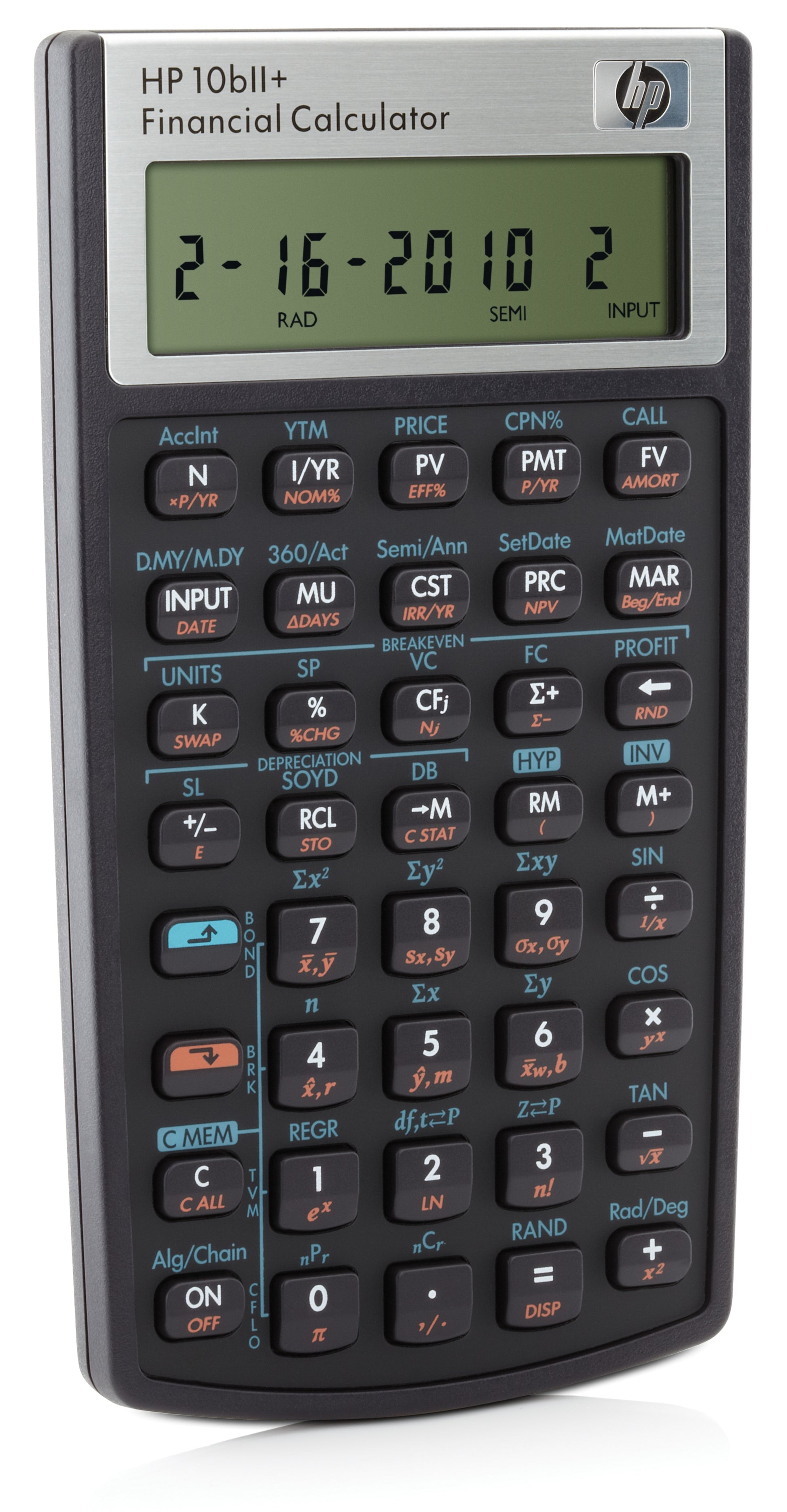 HP Taschenrechner 10bII+ – 12-stellig, LCD, Batterie, 80×145×12 mm, schwarz