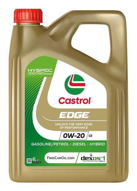 Castrol EDGE Motoröl 0W-20 C5 – für Diesel, Benzin & Hybrid – 4 L
