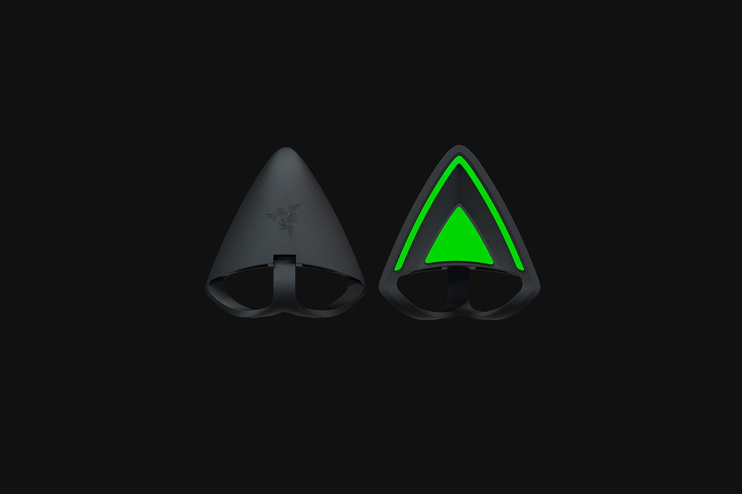 Razer Kitty Ears V2 – Modifikations-Satz – Silikon, Schwarz/Grün – 2er-Set