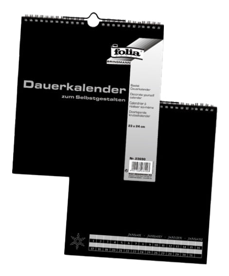 Folia Bastel-Dauerkalender immerwährend – 23 × 24 cm – mit Tagesfeldern, mit Aufhänger