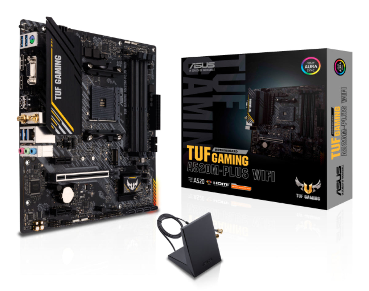 ASUS TUF GAMING A520M-PLUS WIFI – Mainboard – Sockel AM4, AMD A520, mATX, DDR4 (max. 128 GB)
