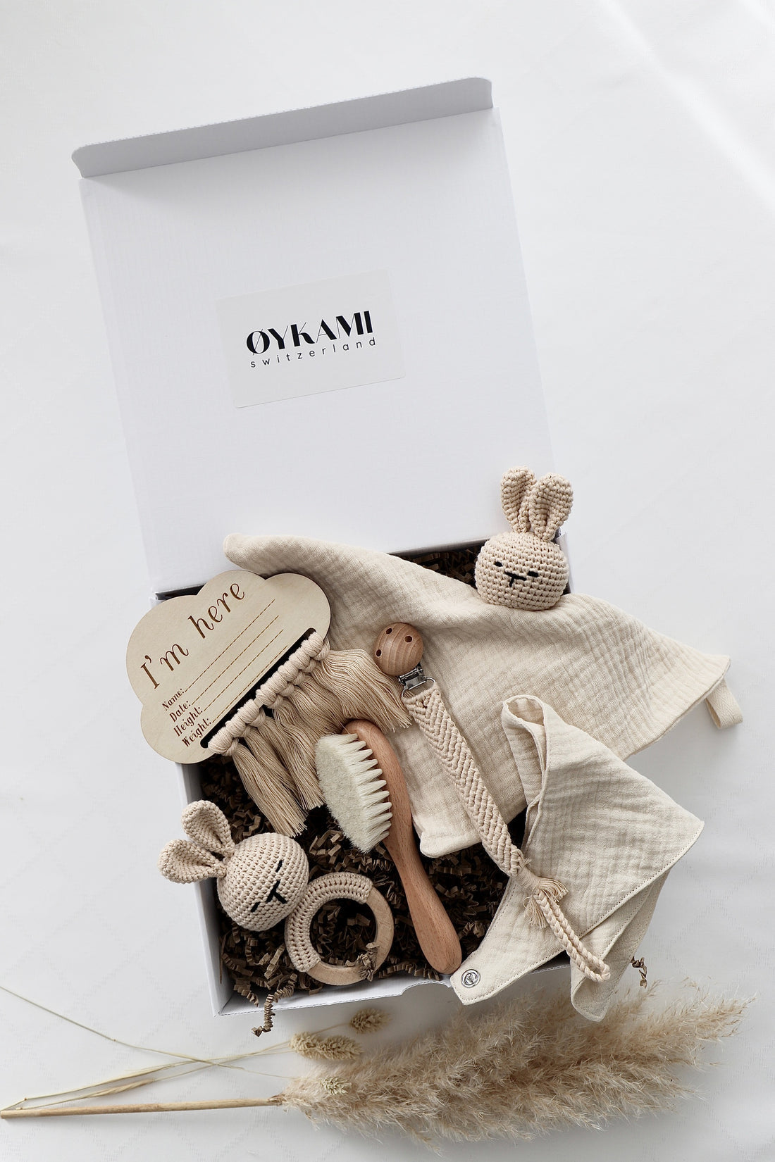 Oykami Geschenkbox Salzburg – Hase, Beissring – Holz, Baumwolle – ab 0 Jahren – beige