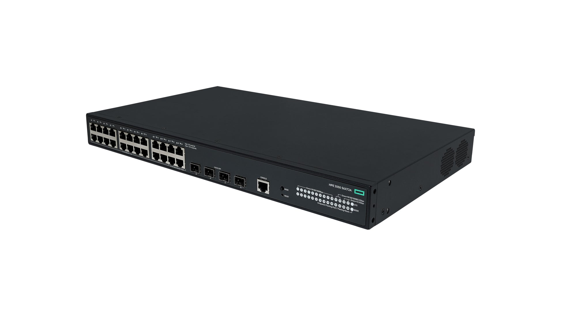 HPE CW 2050 24p – Managed Switch – 20× 1G + 4× 1G/2,5G, 4× SFP (1G/2,5G), PoE+ / PoE++, PoE-Budget 420 W