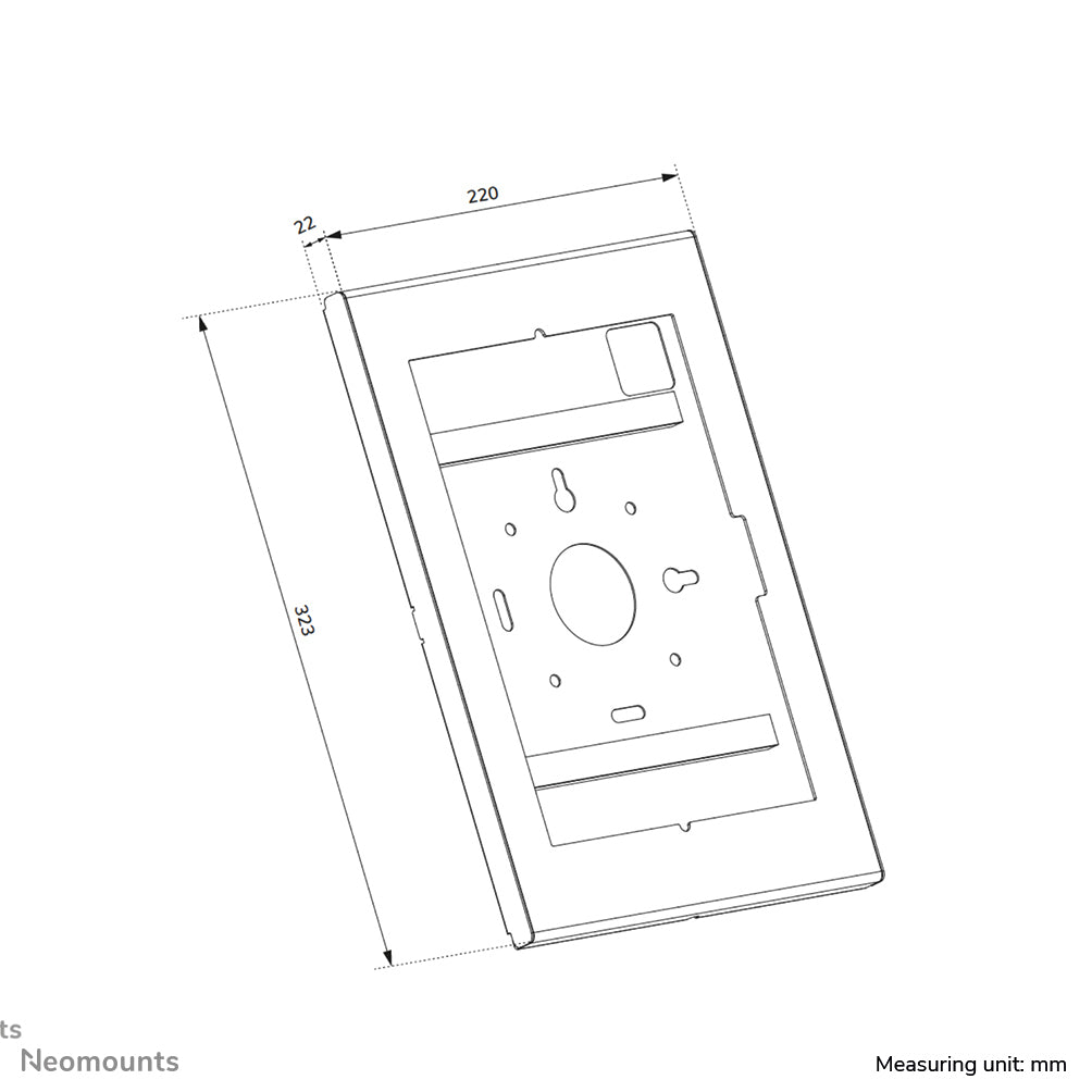 Neomounts Tablet-Rahmen – für Tablets 10,9–11" – abschliessbar, VESA 75×75 – Schwarz
