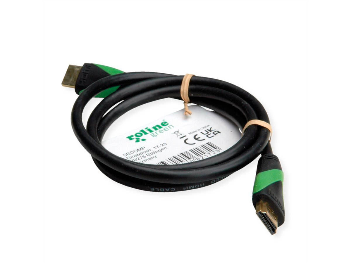 ROLINE GREEN HDMI Kabel HDMI 2.1 8K 60 Hz – 3 m – HDR, ARC – Schwarz/Grün