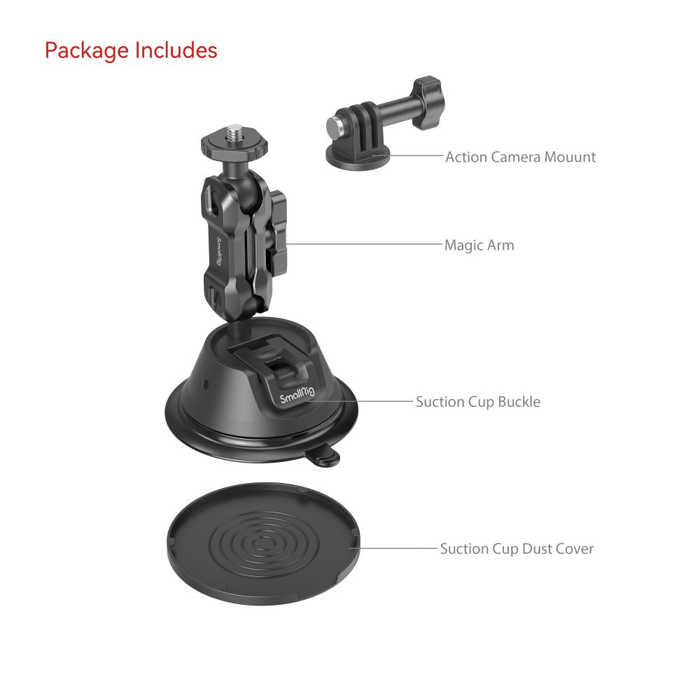 SmallRig 4193 Saugnapfhalterung – 1 kg Traglast – für Action-Kameras mit Universalhalterung
