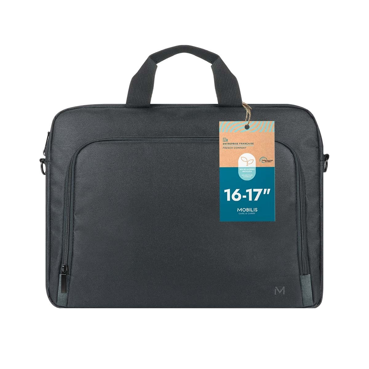 Mobilis Notebook-Tasche bis 17" – Schultergurt, Fronttasche – Schwarz
