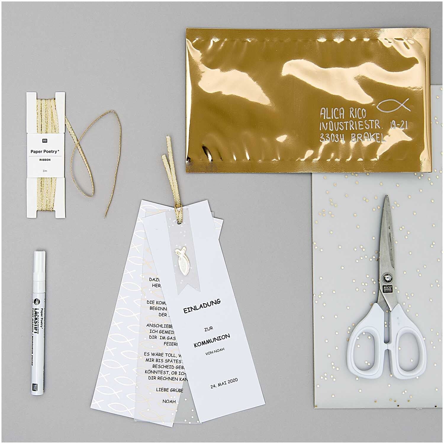 Rico Design Transparentpapier – A4, 113 g/m², gold, 12 Blatt