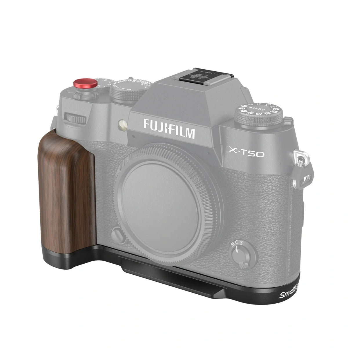 SmallRig 4784 L-Form Griff – Aluminium/Holz, 126 × 60 × 54,8 mm – für Fujifilm X-T50 – Schwarz/Holz