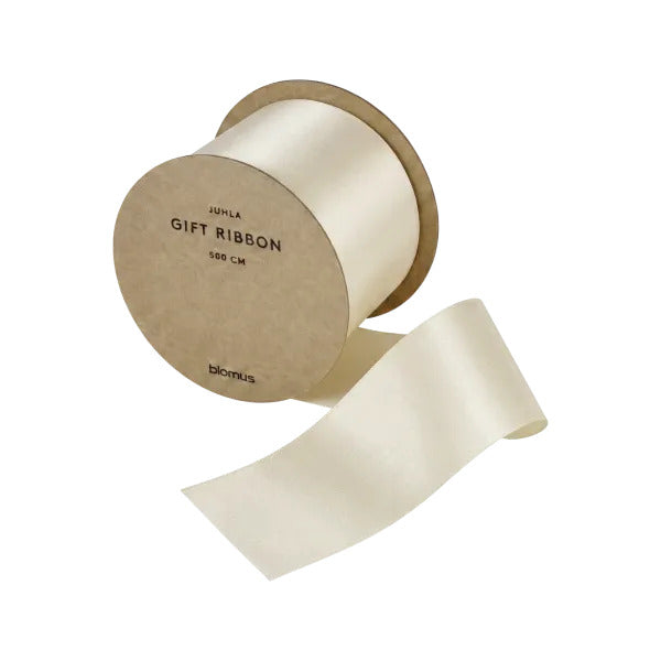 Blomus Geschenkband JUHLA, Satin, matt, Creme, 50 mm × 5 m, 1 Stk.