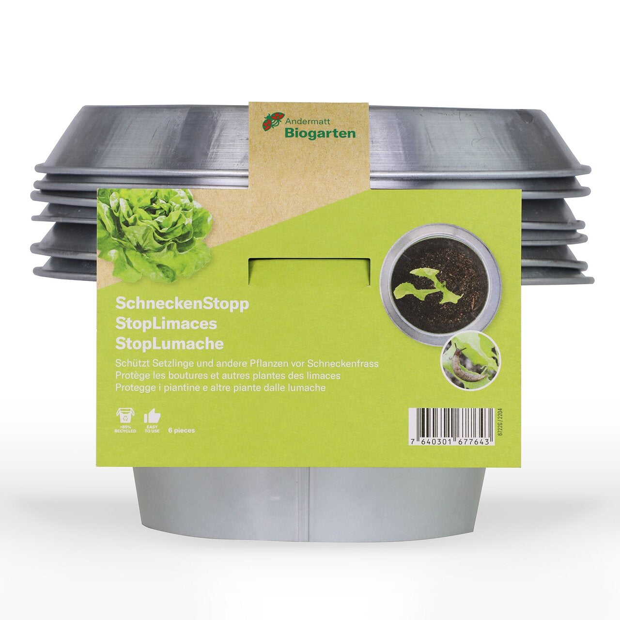 Andermatt Biogarten Insektenfalle – 13 × 24 cm – hellgrau – Stahl – für Schnecken – 6 Stk.