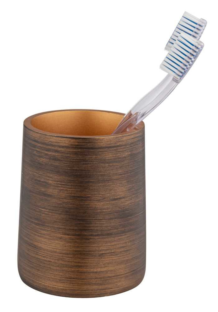 WENKO Zahnputzbecher Palena – Polyresin, Ø8,5×10,8 cm, Bronze