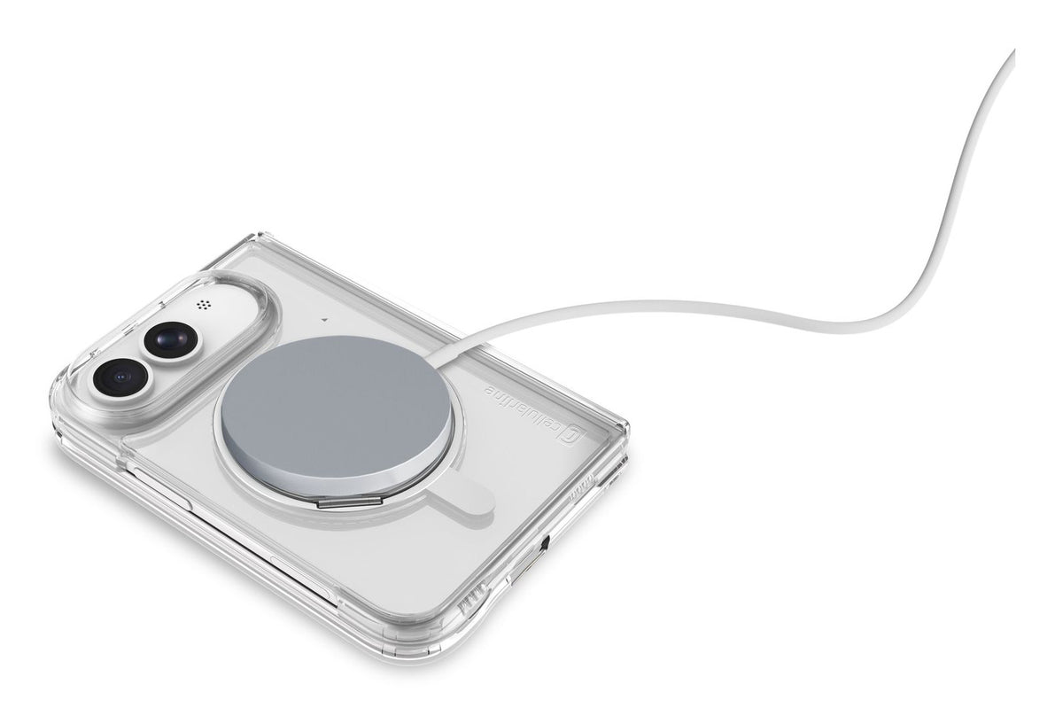 Cellularline Spin Mag Backcover – für Apple iPhone 18 Duo, MagSafe, mit Ständer, Kunststoff, Transparent